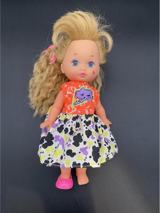 Mattel Other - Wee Lil Miss Rock Star Doll w Retro Cat Outfit - 1990 Mattel - 7" - Missing Shoe